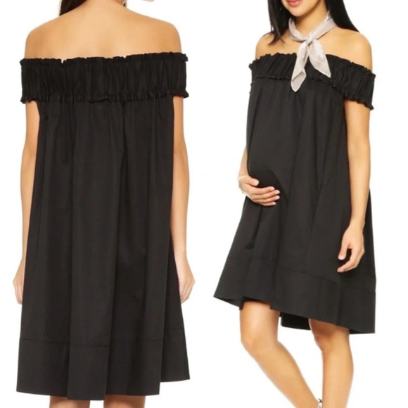 Hatch Maternity The Audrey Off Shoulder Swing Dress Black O/S - Picture 1 of 6